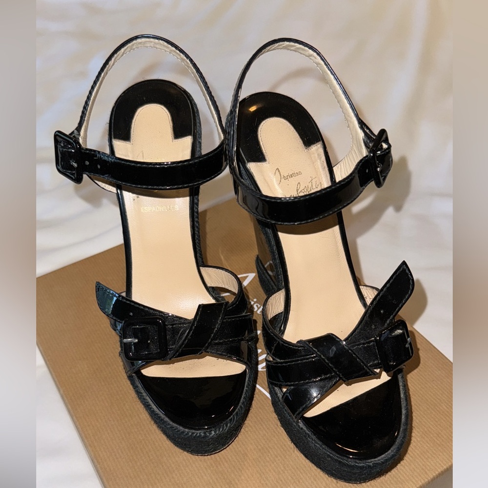 Louboutin Black Wedge